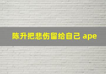 陈升把悲伤留给自己 ape